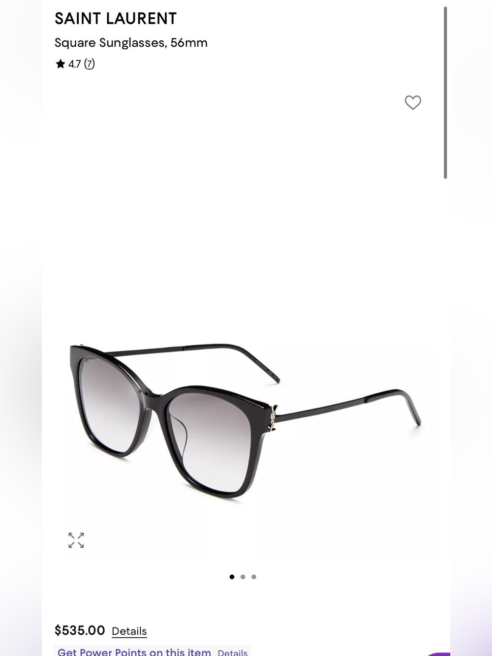 Yves Saint Laurent YSL | Square Cat Eye Sunglasses SL M48S 001 Black 54mm